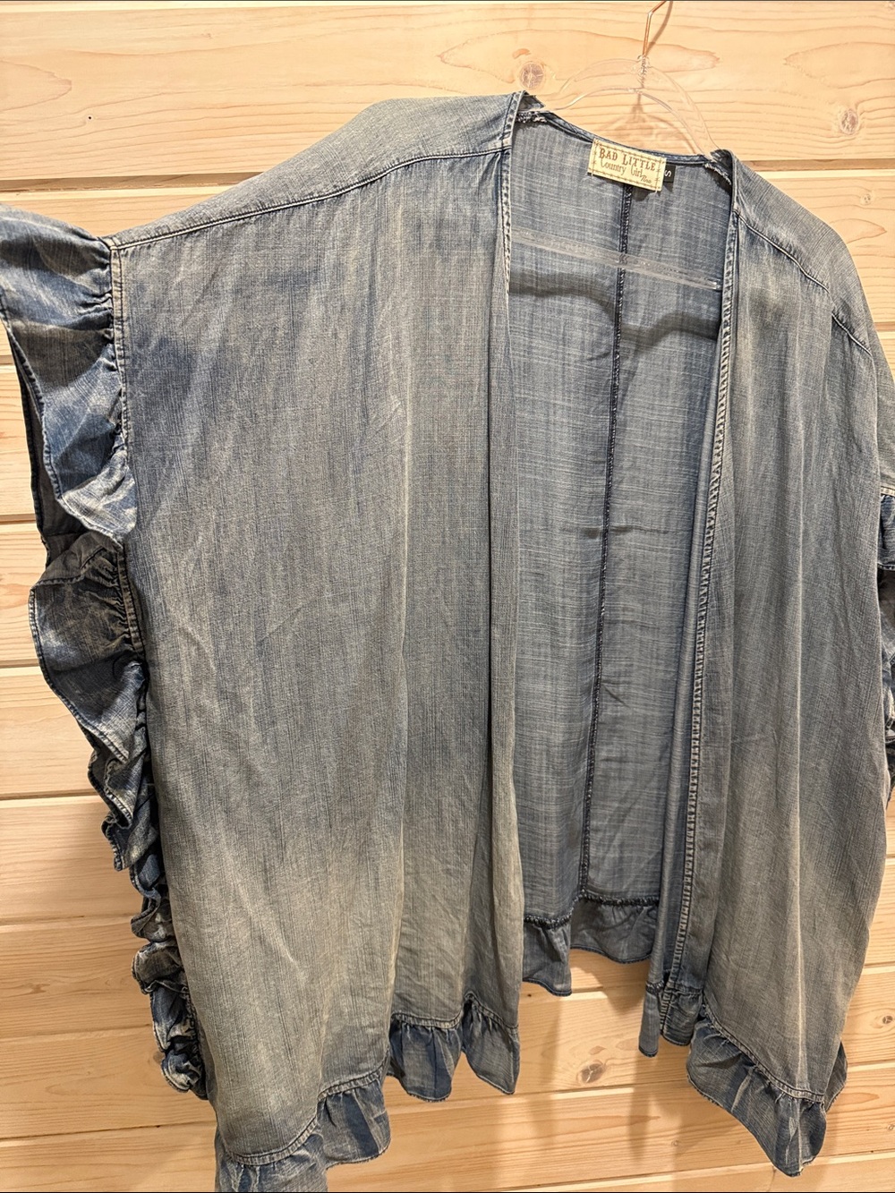 Light Blue Ruffle Denim Kimono